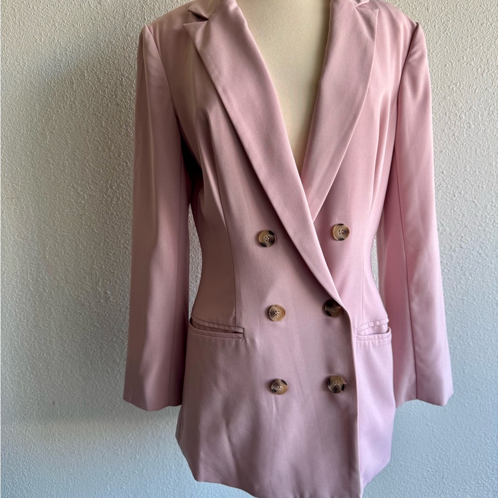 Miss Lola Pink Blazer with Structured Shoulders